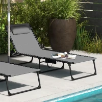 Outsunny Folding Chaise Lounge with Reclining Back, 25.6" x 74" x 14.2", Grey(m-8)