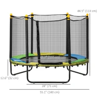 Qaba 4.6FT Trampoline for Kids with Enclosure Net for Ages 3-10, Indoor Outdoor Use, Black(m-3)