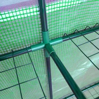 Outsunny 7' x 3' x 7' Lean to Greenhouse, Walk-In Green House, Plant Nursery with 2 Roll-up Doors and Windows, PE Cover and 3 Wire Shelves, Green(m-9)