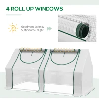 Outsunny 6' x 3' x 3' Portable Mini Greenhouse, Garden Green House Kit with 2 PE/Plastic Covers, Steel Frame and 2 Roll Up Zipper Windows, White(m-6)