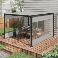 Outsunny Pergola Gazebo Curtains for 10' x 10' Pergola, 2 Pack Side Panels Replacement with Large Windows and Doors(m-8)