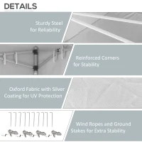 Outsunny 20' x 10' Folding Pop Up Canopy Tent with Sidewalls,  Windows, Weight Bags and Carrying Bag, White(m-7)