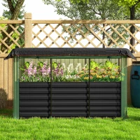Outsunny Galvanized Steel Planter Box with Crop Cage and Shade Cloth, Raised Garden Bed for Flowers, Veggies and Herbs, Dark Gray(m-9)