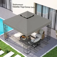 Outsunny 10' x 10' Gazebo Canopy Replacement Cover, 2-Tier Garden Gazebo Roof Replacement, UPF30+, TOP COVER ONLY, Grey(m-7)
