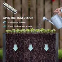 Outsunny 8 x 1.3 x 1.5ft Galvanized Raised Garden Bed, Reinforced Outdoor Planter Box with Open Bottom, Dark Grey(m-6)