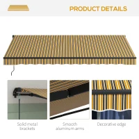 Outsunny 13' x 10' Retractable Awning, 280gsm UV Resistant Sunshade Shelter, for Deck, Balcony, Yard, Amber and Dark Grey(m-9)