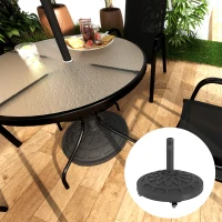 Outsunny Round Patio Umbrella Base with Wheels, 46 lbs Resin Umbrella Stand Base, Heavy Duty Patio Umbrella Holder for 1.3"/1.5"/1.9" Umbrella Poles for Outdoor, Lawn, Poolside, Black(m-8)
