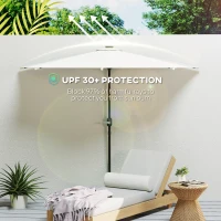 Outsunny Half Outdoor Patio Umbrella, UPF 30+ Small Vented Half Patio Umbrella with Crank 8 Ribs for Balcony Porch Garden Deck Poolside, Cream White(m-5)