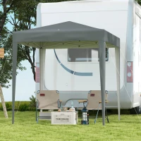 Outsunny 6.6'x6.6' Pop Up Canopy Tent with Sidewalls, Instant Sun Shelter Camping Gazebo with Carry Bag, Grey(m-8)