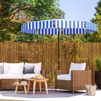 Outsunny 8.7FT Tilting Patio Umbrella with 8 Ribs, Crank Handle, Air Vent for Outdoor, Garden and Pool, Navy Blue(m-10)