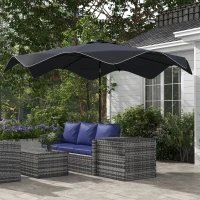 Outsunny Solar Patio Umbrella with LED and Tilt, Outdoor Market Table Umbrella Parasol with Crank, 10 x 10 ft, Dark Grey(m-8)