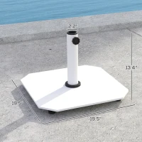 Outsunny Square Patio Umbrella Base, 41 lbs Metal Umbrella Stand Base with Adjustable Foot Pads, Heavy Duty Patio Umbrella Holder for 1.3"/1.5"/1.9" Umbrella Poles for Outdoor, Lawn, Poolside, White(m-3)