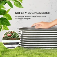 Outsunny 5 x 2.5 x 2ft Galvanized Raised Garden Bed, Easy DIY Oval Planter Box with Safety Edging and Gloves, Silver(m-6)