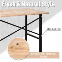 HOMCOM 46" Workbench Table Fir Wood Top, Heavy-Duty Steel X-Shape Bracket Work Table High Stability Workstation, Easy Assembly for Garage Kitchen Office(m-6)