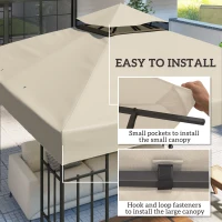 Outsunny 10' x 10' Gazebo Canopy Replacement Cover, 2-Tier Garden Gazebo Roof Replacement, UPF30+, TOP COVER ONLY, Cream White(m-5)