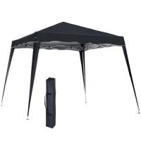 Outsunny 8' x 8' Pop Up Canopy, Outdoor Foldable Tent, Portable Canopy Tent with Carrying Bag for Camping, Party, Picnic, Black(m-11)
