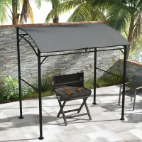 Outsunny 7' x 5' Garden Grill Canopy, BBQ Grill Gazebo Tent with Steel Frame and Hooks, Outdoor Sun Shade, Charcoal Grey(m-8)