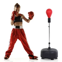 Soozier Adjustable Height Free Standing Boxing Bag Set with 6 Suction Cups and Boxing Gloves, for Exercise Training(m-8)