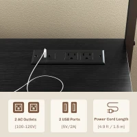 HOMCOM Baker's Rack with Power Outlet and Storage Shelves, Microwave Stand with Louvred Door Cabinets, Black(m-4)