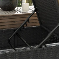 Outsunny Outdoor Patio Lounger with Cushion, 5-Level Reclining Wicker Chaise Lounge Chair with Tea Tray, for Poolside, Patio, Deck, 264lb Weight Capacity, Beige(m-9)