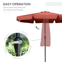 Outsunny 8.5 ft Outdoor Market Table Umbrella, Round Patio Umbrella with Tilt and Crank for Garden, Backyard, Deck, Wine Red(m-5)