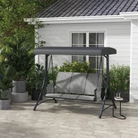 Outsunny 3 Person Outdoor Porch Swing Chair with Adjustable Canopy, Mixed Grey(m-8)