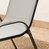 Outsunny 3 Pieces Bistro Set, Small Patio Furniture Set with Stackable Mesh Chairs, Glass Table for Garden, Balcony, Light Grey(m-9)