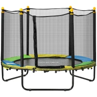 Qaba 4.6FT Trampoline for Kids with Enclosure Net for Ages 3-10, Indoor Outdoor Use, Black(m-11)