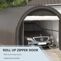 Outsunny 10' x 16' Heavy Duty Portable Carport Tent with Zippered Door, PE Cover for Car, Boat, Motorcycle, Bike, Grey(m-6)