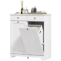 HOMCOM Laundry Hamper Cabinet, Laundry Cabinet with 2 Tilt Out Laundry Baskets and 2 Drawers, White(m-1)