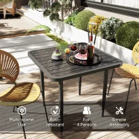 Outsunny 31.5" Patio Dining Table for 4, Metal Square Outdoor Table for Garden, Lawn, Backyard, Black(m-6)