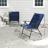 Outsunny Set of 2 Outdoor Folding Chairs with Adjustable Backrest, Padded Camping Chairs for Outdoor Events, Blue(m-3)