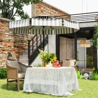 Outsunny 8.6FT Patio Umbrella, UPF 30+ Outdoor Market Umbrella, 2-Tier Vented Patio Table Umbrella with Crank 8 Ribs, Tiltable Porch Umbrella for Garden Deck Poolside, Light Gray(m-2)