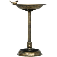 Outsunny 28" Bird Bath for Outdoors, Vintage Birdbath with Bird Decoration and Flower Planter Base, Bronze(m-2)