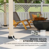 Outsunny 10' x 12' Hardtop Gazebo with Metal Roof, Wood Grain Frame Outdoor Gazebo Canopy for Patio, Garden, Backyard, Lawn(m-5)