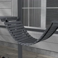 PawHut Wooden Catio Outdoor Cat Enclosure with Waterproof Cover, 2 Condos, 4 Platforms, Bridge, Doors, Gray(m-8)