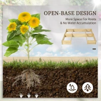 Outsunny DIY 5-box Garden Planter with Open Bottom for Outdoor Plants, Vegetables, Flowers, Herbs, Natural Wood(m-6)