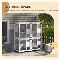 PawHut Catio Outdoor, Elevated Design, with Wheels, Resting Box, Water-Resistant, Multi Platforms, White(m-9)