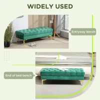 HOMCOM End of Bed Bench, Upholstered Bench, Entryway Shoe Bench with Button Tufted for Living Room, Bedroom, Dark Green(m-4)