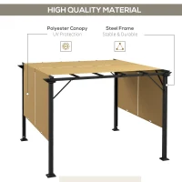 Outsunny 10' x 10' Retractable Pergola Canopy for Backyard, Brown(m-4)