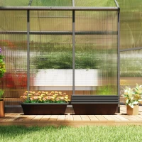 Outsunny Long Rectangular Flower Plant Pots, 5 Pack 23 Inches Window Boxes Planters for Windowsill, Garden, Black(m-7)