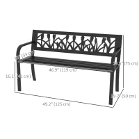 Outsunny 49" Metal Outdoor Bench Patio Bench with Curved Arms and Slatted Seat for Patio, Backyard, Lawn(m-3)