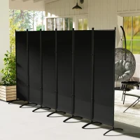 Outsunny 6 Panel Folding Room Divider, UV30+ Privacy Screen, Indoor Outdoor Privacy Panel with Stable Base, Black(m-8)