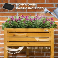 Outsunny Raised Garden Bed with Folding Side Table, Elevated Wood Planter Box for Flowers and Vegetables, Use for Patio, Balcony(m-5)