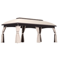Outsunny 10' x 20' Patio Gazebo, Outdoor Gazebo Canopy Shelter with Netting, Vented Roof for Garden, Beige