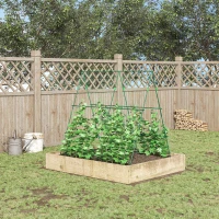 Outsunny Metal Cucumber Trellis with Netting for Climbing Plants Vegetables, A Frame Tomato Plant Support Tomato Trellis for Vegetable Garden, Patio, Balcony, Green(m-8)