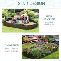Outsunny Kids Outdoor Sandbox with Cover Garden Bed Sand Pit, Easy Assembly Children's Oval Sandbox for Backyard, Brown, 72" x 41.25" x 8.75"(m-7)
