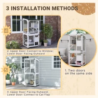 PawHut Catio Outdoor, Elevated Design, with Wheels, Resting Box, Water-Resistant, Multi Platforms, White(m-5)