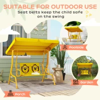 Qaba Kids Patio Swing Chair with Adjustable Canopy, Safety Belt for Patio, Garden, Poolside, Balcony, Yellow(m-6)
