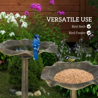 Outsunny Bird Bath for Outdoors, 28" Height Birdbath with Lotus Leaf Basin, Bird Feeder with Stand for Garden, Yard, Bronze(m-4)